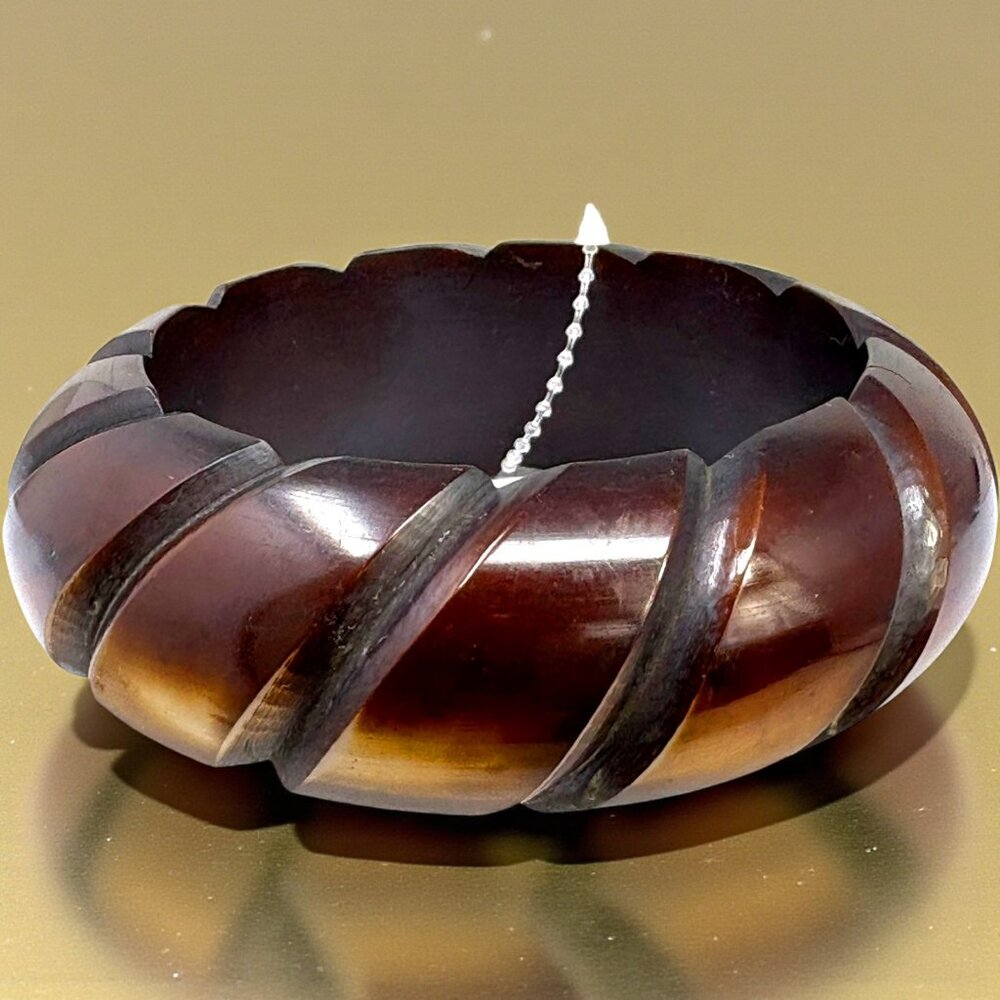 Vintage RJ Graziano Mahogany Carved Lucite Bangle Bracelet